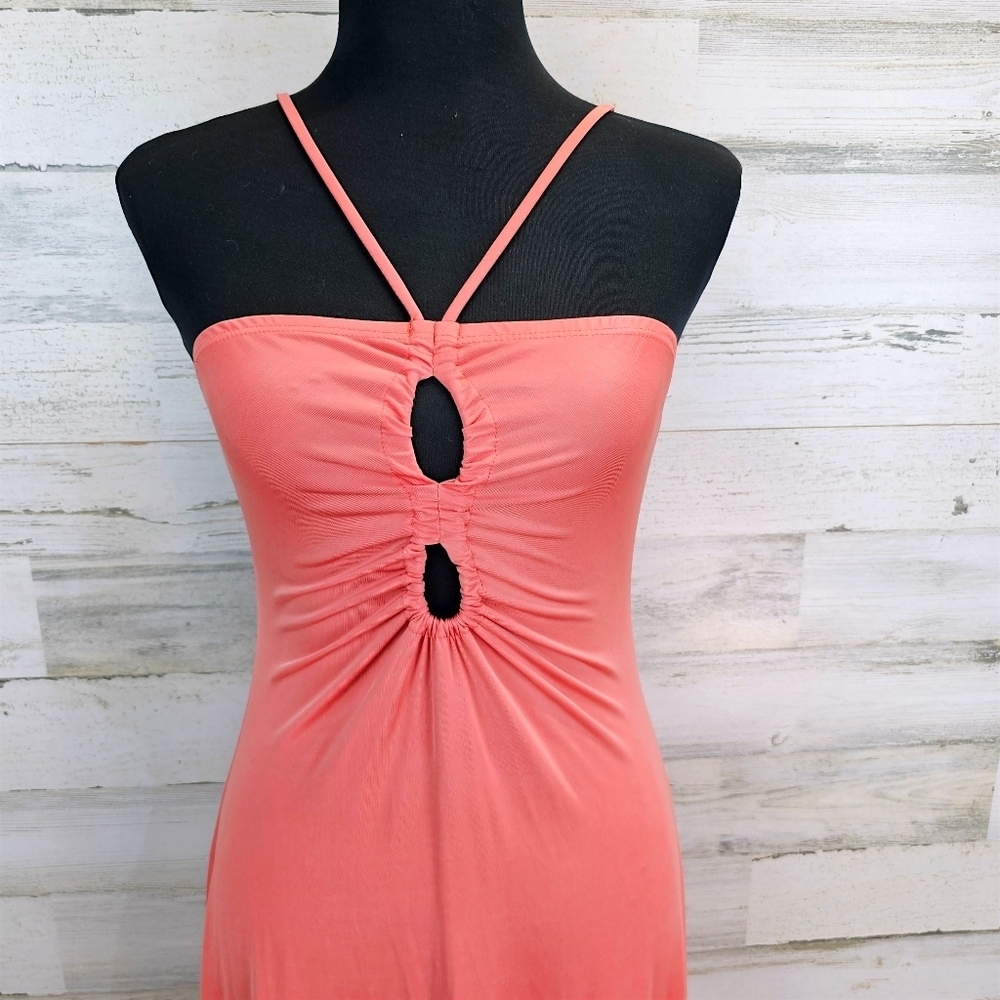 Sincerely Jules Coral Strappy Cutout Midi Dress Large Y2K Resort Vacation 2000s - Picture 8 of 14